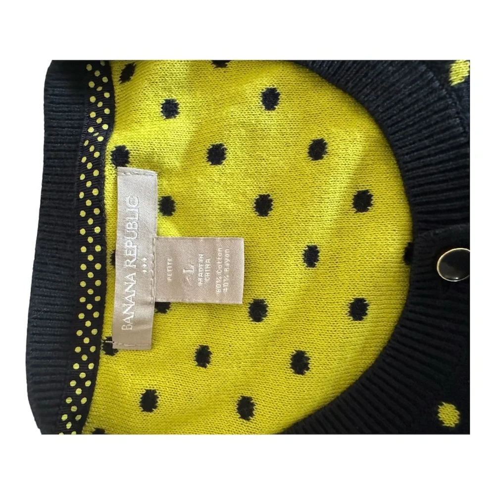 Banana Republic Navy and Yellow Polka Dot Cardigan - Picture 4 of 11